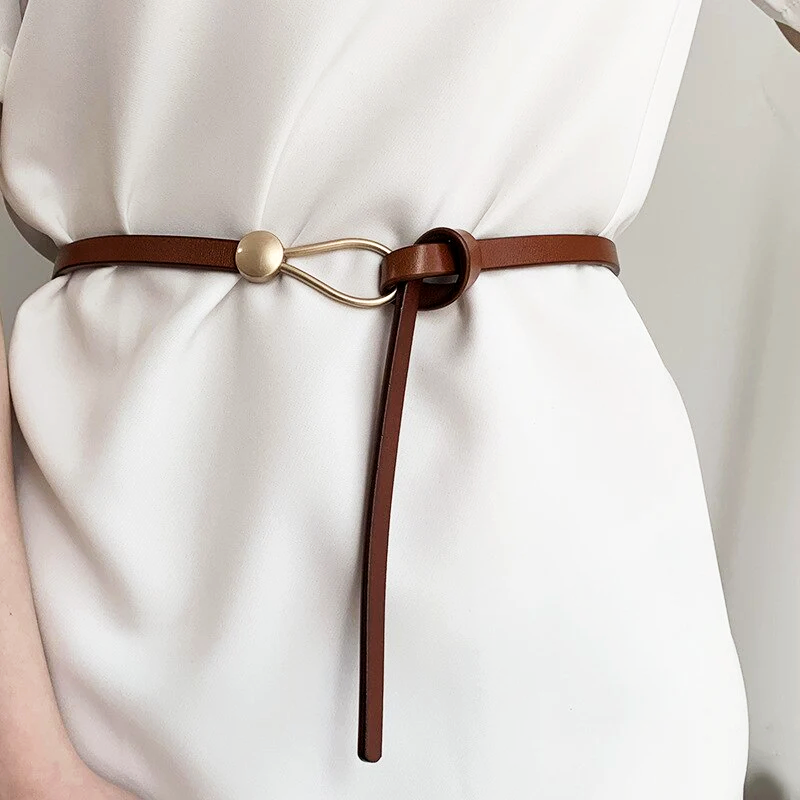 Vionne - Women's Slim Leather Tie-Waist Belt