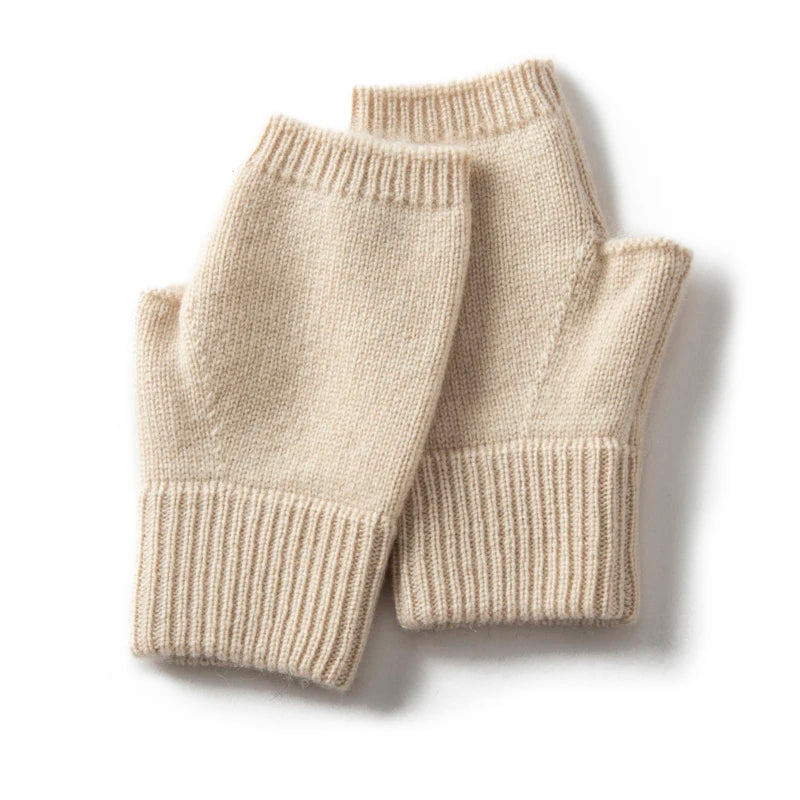 Virelle  - Ribbed Fingerless Cashmere Mittens