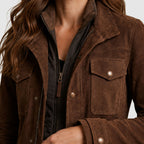 Vivian - Women's Layered Suede Field Jacket