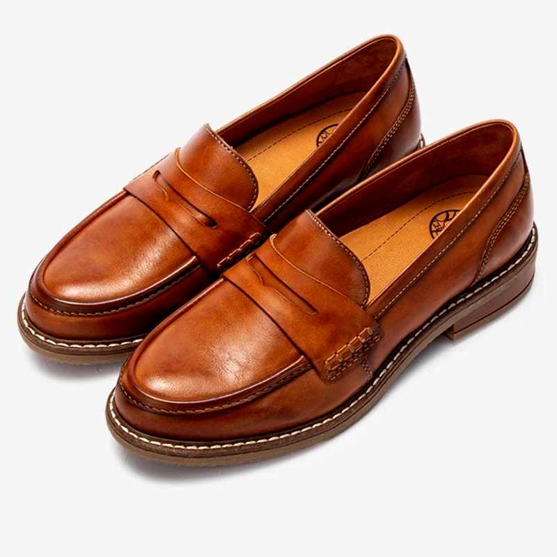 Viviana - Women's Leather Penny Strap Slip On Loafers