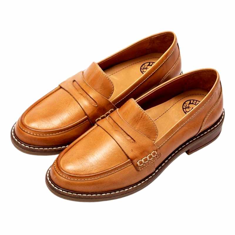 Viviana - Women's Leather Penny Strap Slip On Loafers