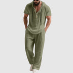 Wayne - Men's Linen-Blend Hooded Lounge Set