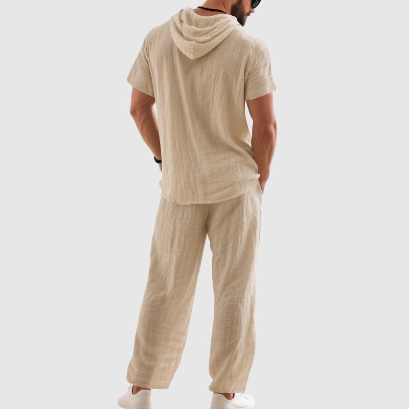 Wayne - Men's Linen-Blend Hooded Lounge Set