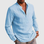 Wesley - Men's Casual Linen Blend Mandarin Collar Shirt