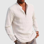 Wesley - Men's Casual Linen Blend Mandarin Collar Shirt