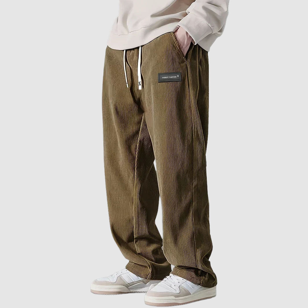 Wesley - Men's Ribbed Corduroy Drawstring Trousers