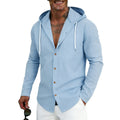 Westley - Men's Textured Hooded Button-Up Shirt