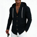 Westley - Men's Textured Hooded Button-Up Shirt