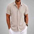 Weston - Men's Textured Collared Short Sleeve Shirt