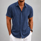 Weston - Men's Textured Collared Short Sleeve Shirt