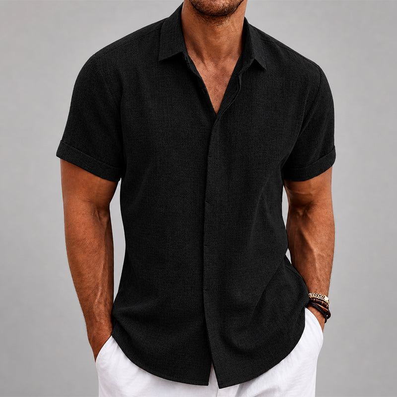 Weston - Men's Textured Collared Short Sleeve Shirt