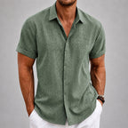 Weston - Men's Textured Collared Short Sleeve Shirt