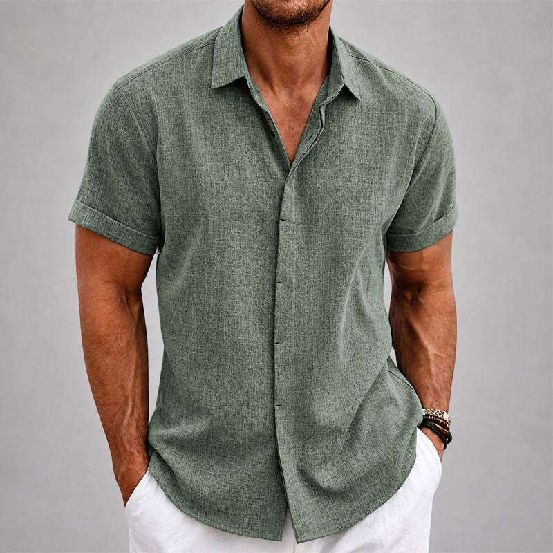 Weston - Men's Textured Collared Short Sleeve Shirt