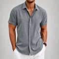 Weston - Men's Textured Collared Short Sleeve Shirt
