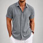 Weston - Men's Textured Collared Short Sleeve Shirt