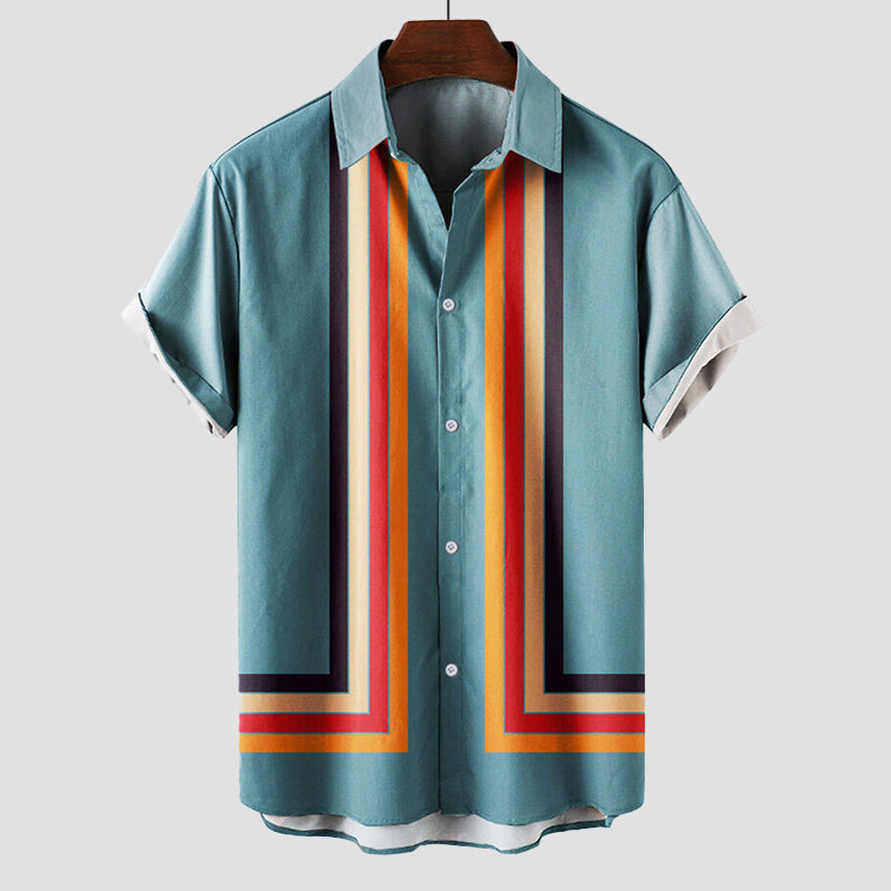 Weston - Men's Summertime Retro Block Stripe Shirt