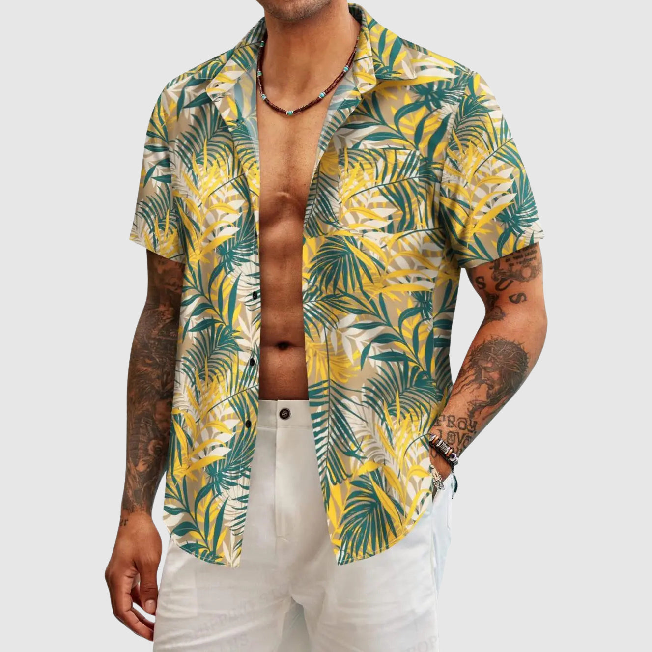 Wyatt - Men's Hawaiian Short Sleeve Button-Down Shirt