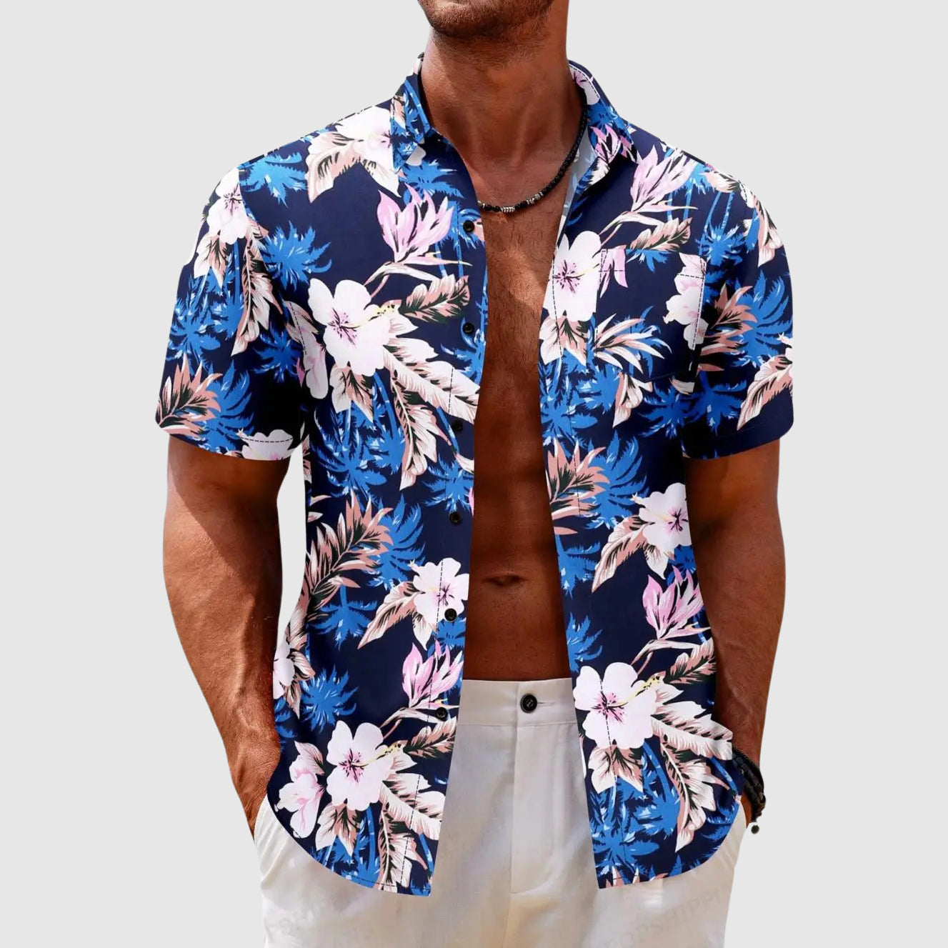 Wyatt - Men's Hawaiian Short Sleeve Button-Down Shirt