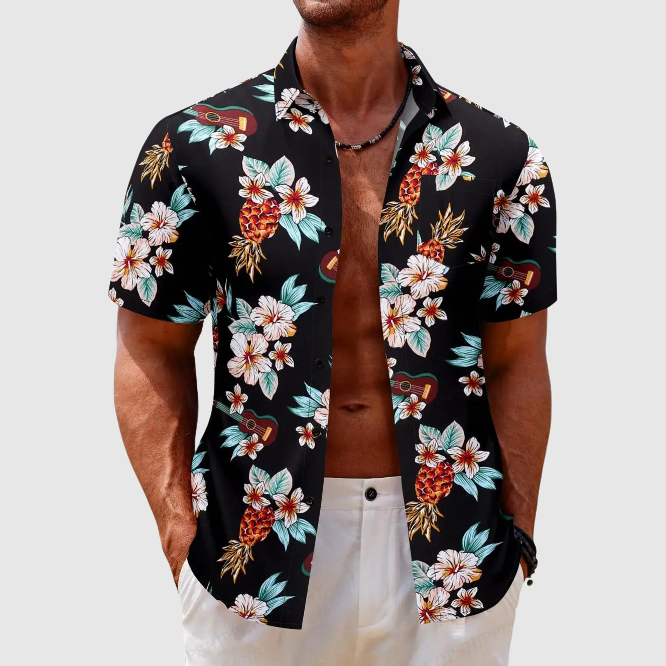 Wyatt - Men's Hawaiian Short Sleeve Button-Down Shirt