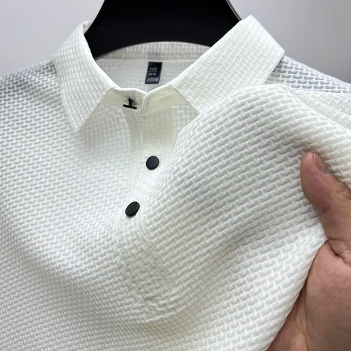 Zachary - Men's Waffle Knit Short Sleeve Polo Shirt