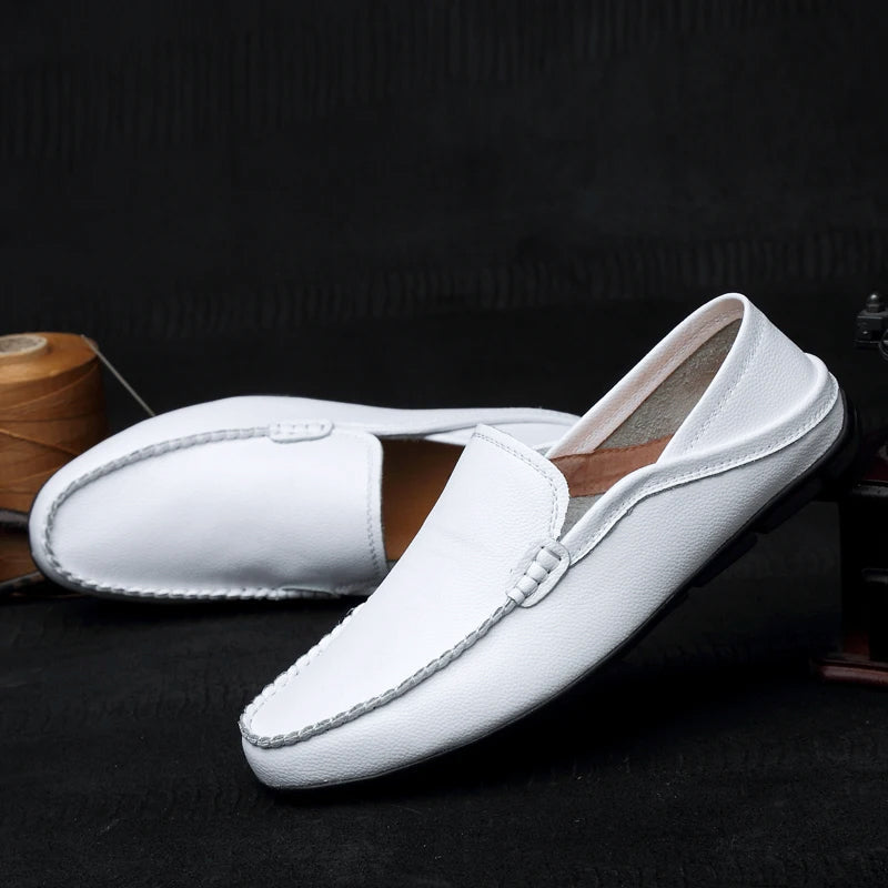 Zachary - Men's Textured Leather Driving Loafers