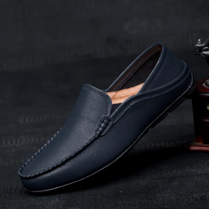 Zachary - Men's Textured Leather Driving Loafers