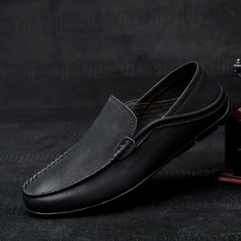 Zachary - Men's Textured Leather Driving Loafers