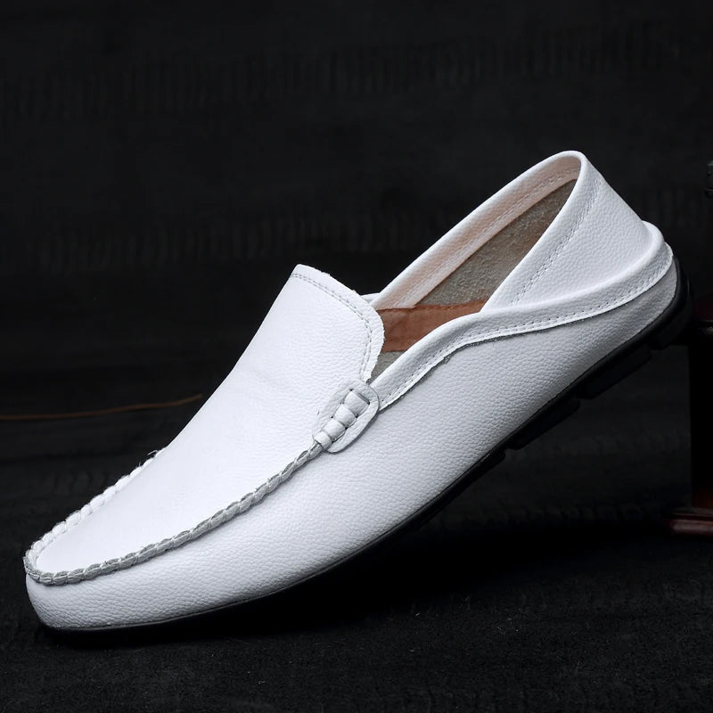 Zachary - Men's Textured Leather Driving Loafers
