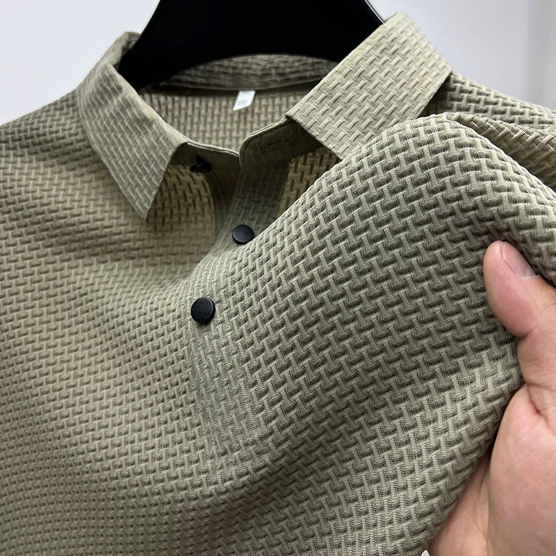 Zachary - Men's Waffle Knit Short Sleeve Polo Shirt