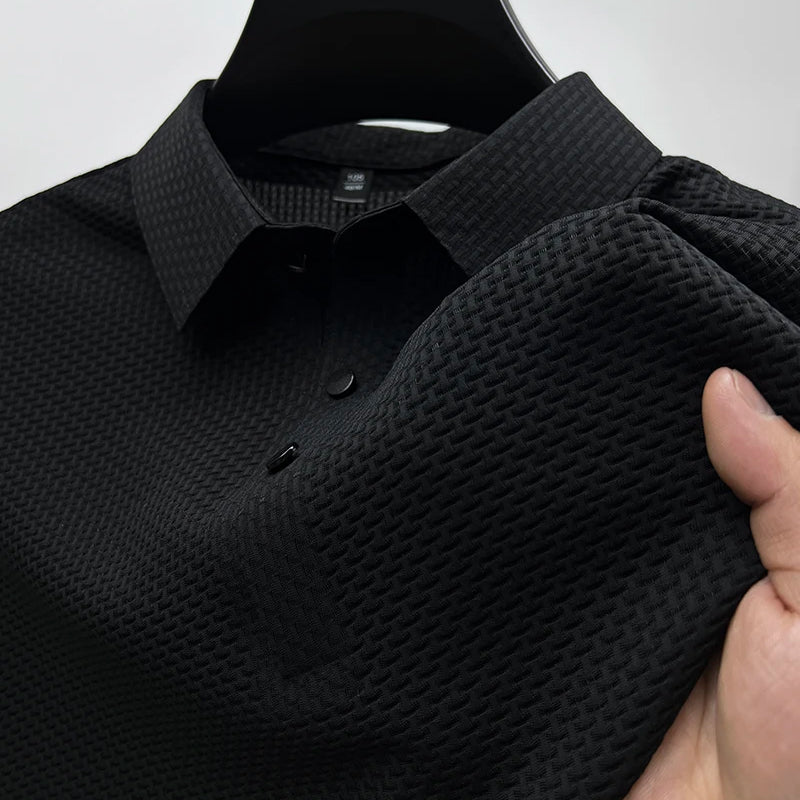 Zachary - Men's Waffle Knit Short Sleeve Polo Shirt