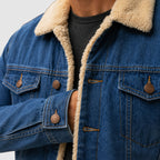 Zayden - Men's Sherpa-Lined Button-Front Denim Jacket