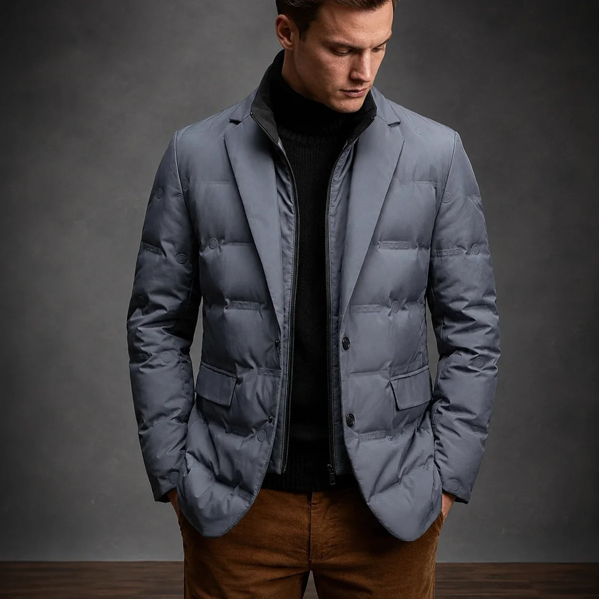 Zoren – Men's Quilted Duck Down Button Blazer