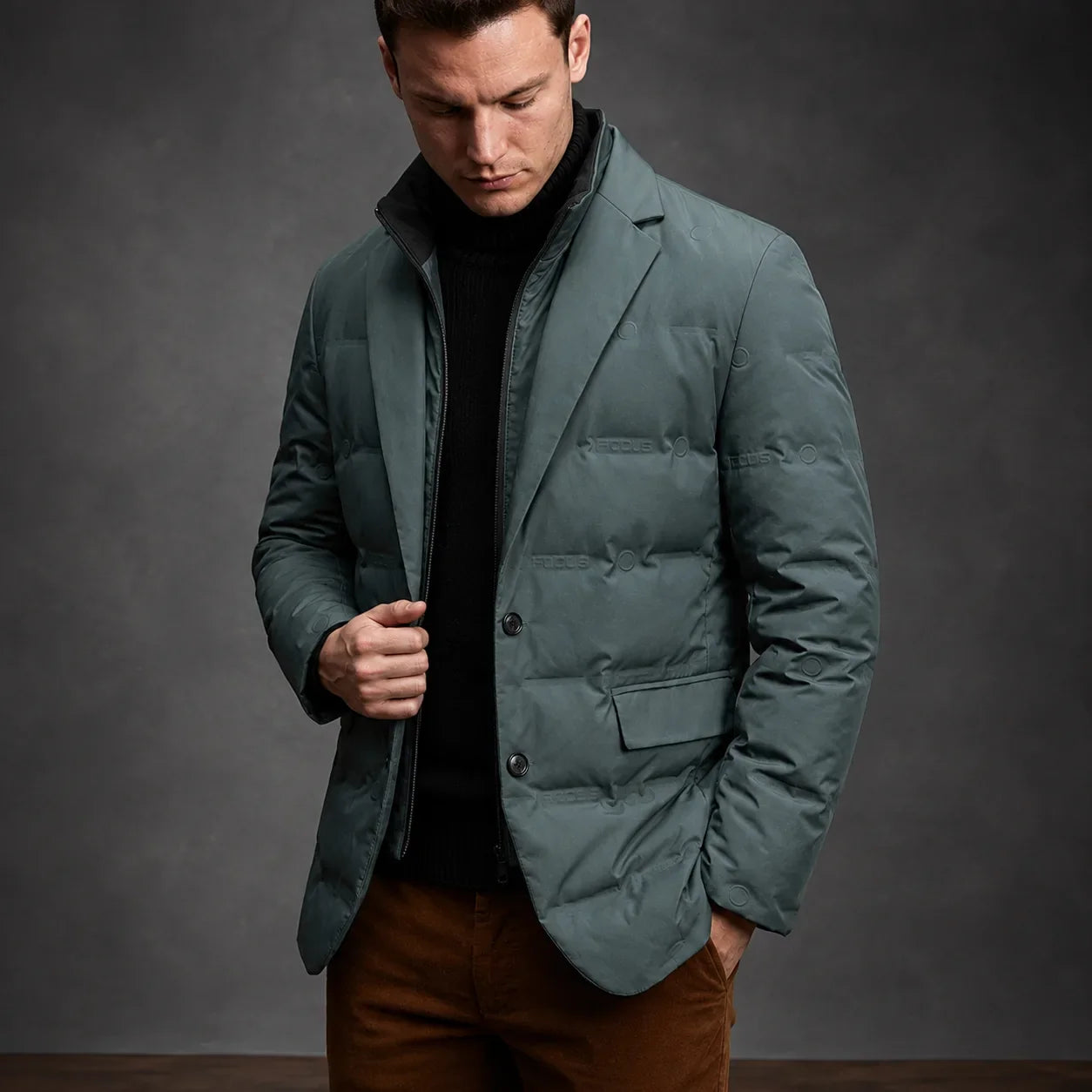 Zoren – Men's Quilted Duck Down Button Blazer