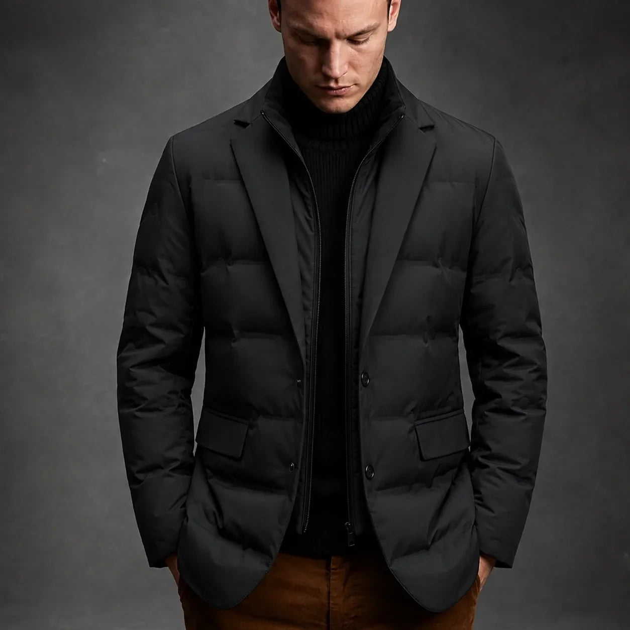 Zoren  – Men's Quilted Duck Down Button Blazer