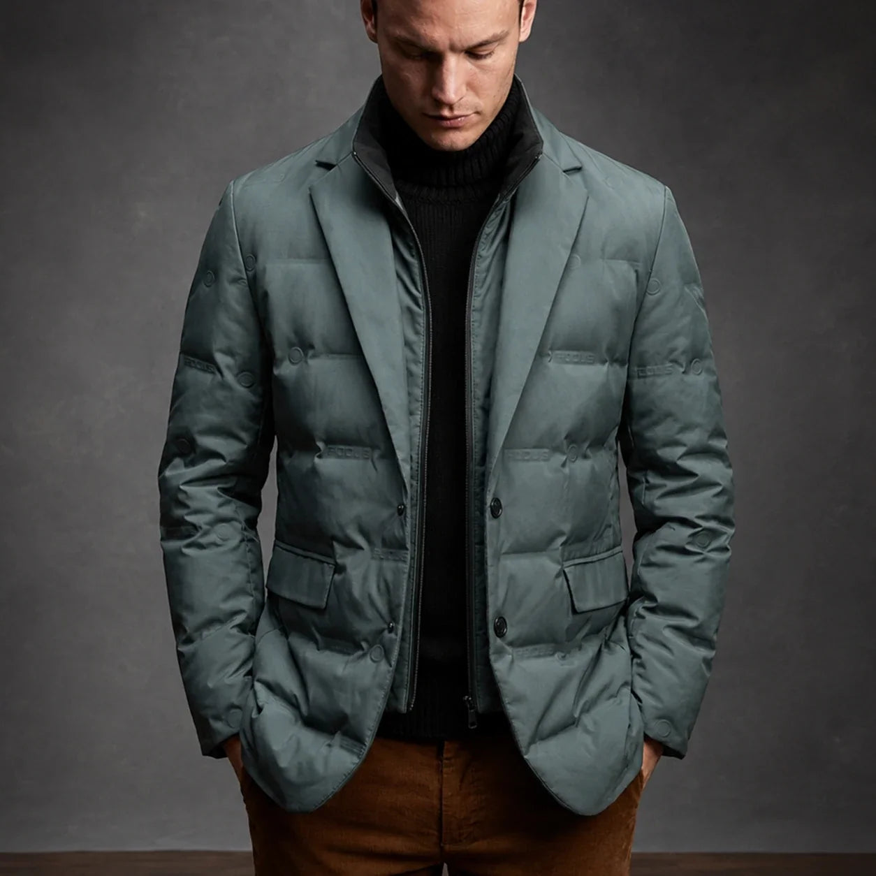 Zoren – Men's Quilted Duck Down Button Blazer
