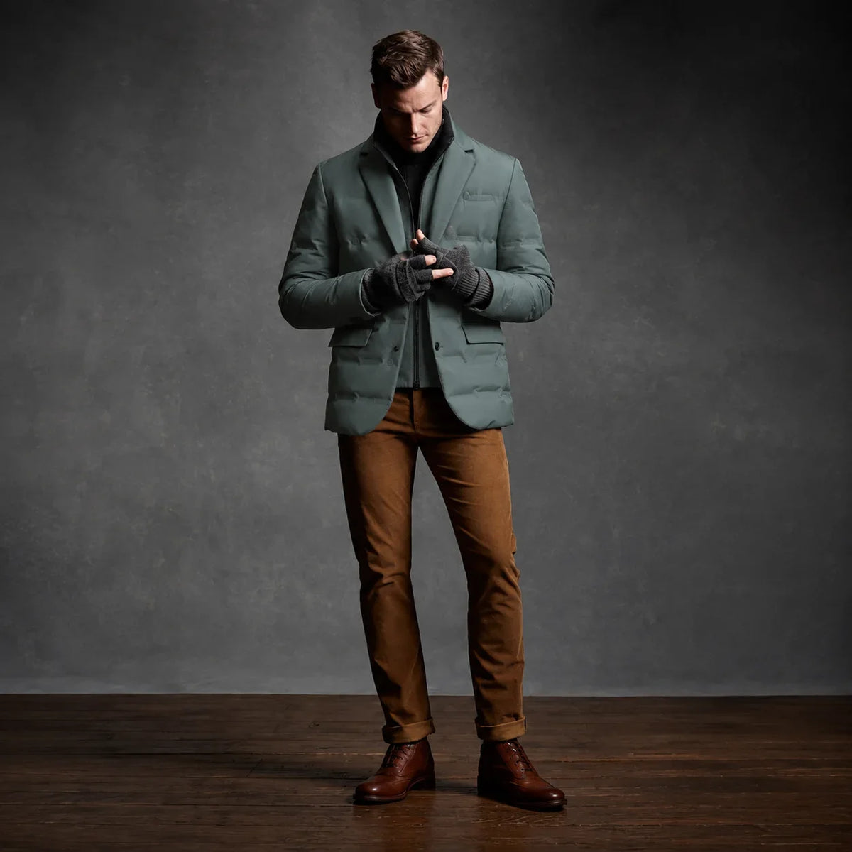 Zoren – Men's Quilted Duck Down Button Blazer