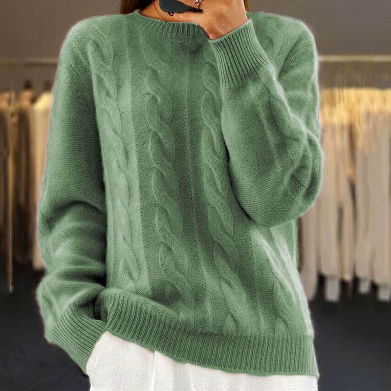 Abigail - Women's Cable-Knit Wool Pullover Sweater