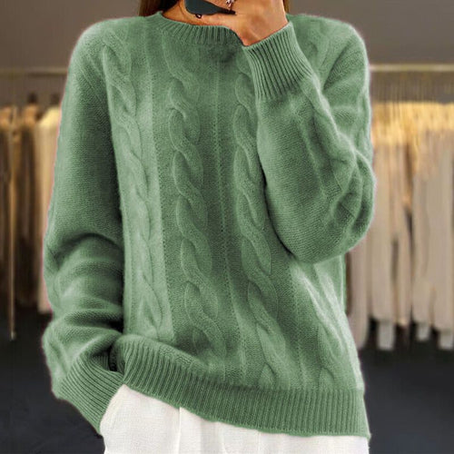 Abigail - Women's Cable-Knit Wool Pullover Sweater