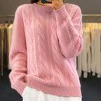 Abigail - Women's Cable-Knit Wool Pullover Sweater