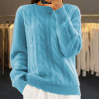 Abigail - Women's Cable-Knit Wool Pullover Sweater