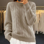 Abigail - Women's Cable-Knit Wool Pullover Sweater