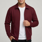 Adam - Men's Textured Zip-Front Bomber Jacket