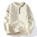 Adams  - Men's Crew-Neck Distressed Knit Sweater with Contrast Stitching