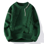 Adams  - Men's Crew-Neck Distressed Knit Sweater with Contrast Stitching