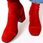 Adelaide - Women's Suede Square Toe Block Heel Boots
