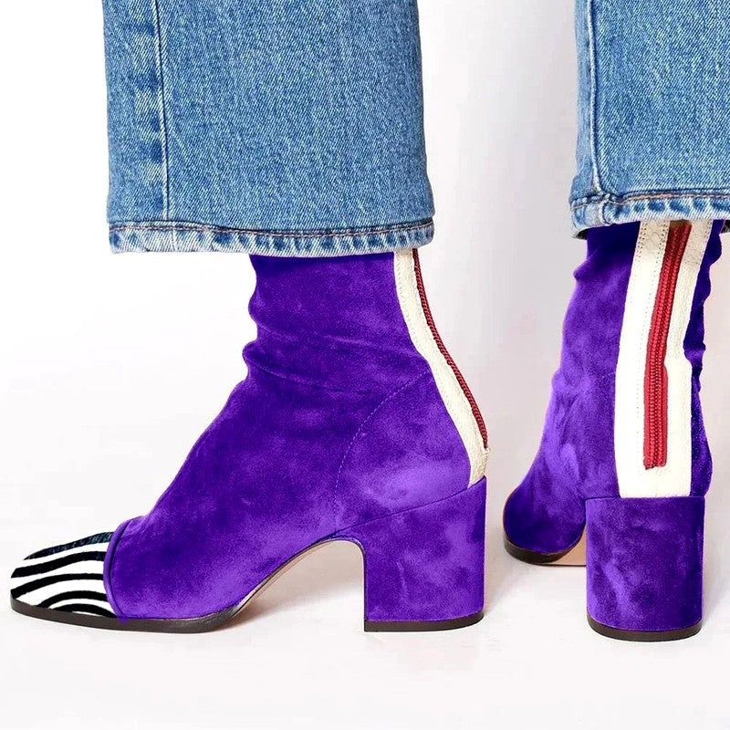 Adelaide - Women's Suede Square Toe Block Heel Boots