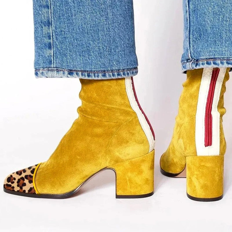Adelaide - Women's Suede Square Toe Block Heel Boots