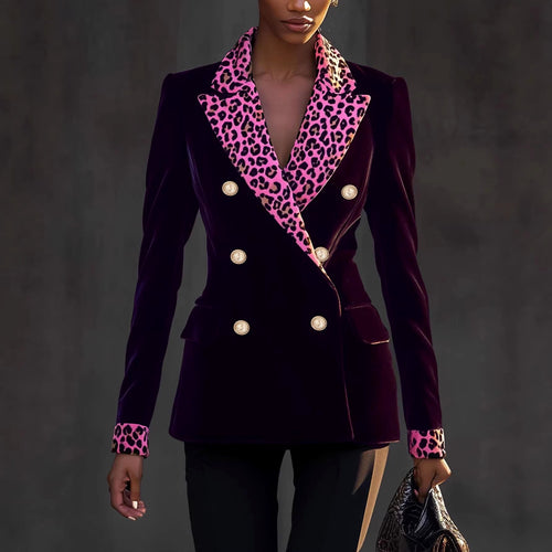 Adelle - Women's Leopard Print Slim Fit Blazer Jacket 2