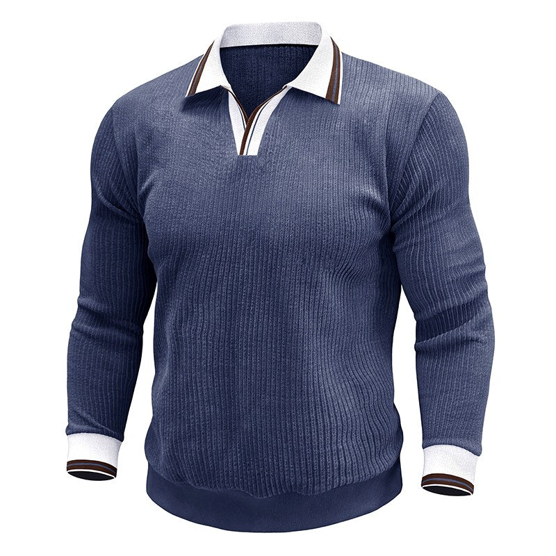 Adrien - Men's Long Sleeve Polo Collar Sweater 1