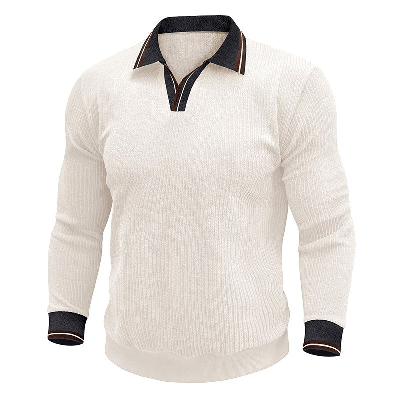 Adrien - Men's Long Sleeve Polo Collar Sweater 2